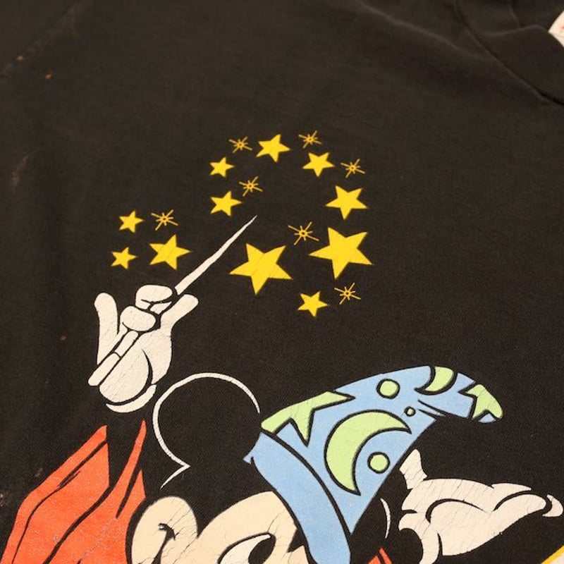 90S Tシャツ ディズニー ミッキー ボーダー ヴィンテージ シングルステッチ