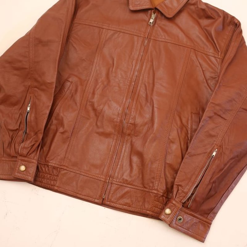 フルジップ ライトブラウン レザージャケット Brown Leather フルジップ ライトブラウン レザージャケット Brown Leather