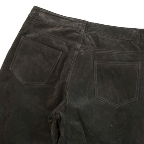 スエード レザー ブーツカット パンツ Black suede Leather bootcut Pants