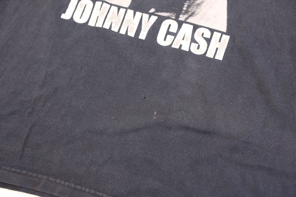 ジョニー・キャッシュ バンドTシャツ Johnny Cash T-shirt# | Blue Johnny Cash ジョニーキャッシュ バンドT Tシャツ ブリーチ染め M