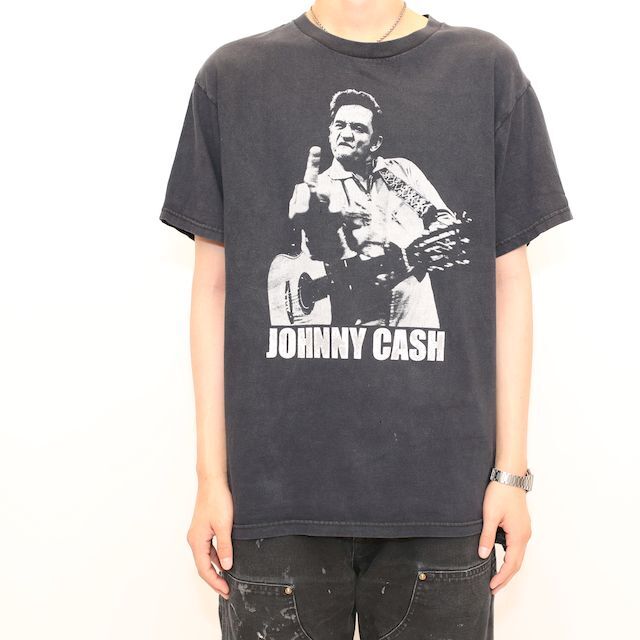 Johnny Cash ジョニーキャッシュ バンドT Tシャツ ブリーチ染め M