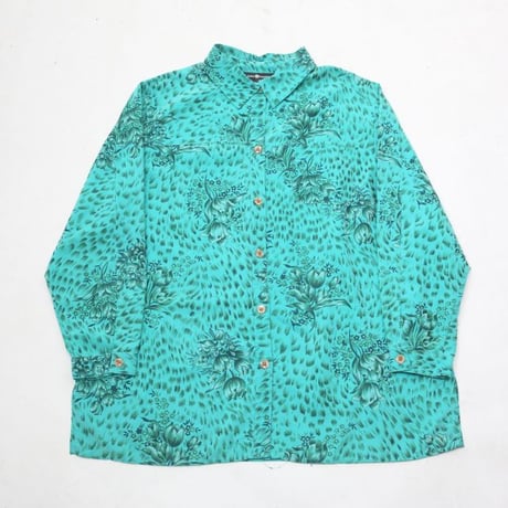総柄 コットンポリエステル シャツ Flower All-over pattern Shirt