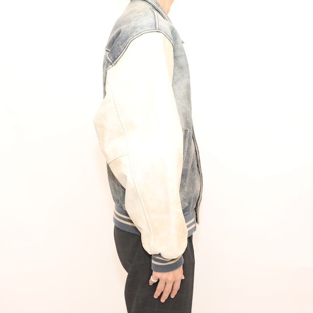 M,Julian レザー ヴァーシティジャケット Leather Varsity Jacket