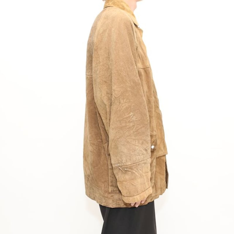 ☆ユーロ古着☆【ファイヤーマンジャケット 本革 スエード】メンズ2XL スウェードレザー ファイヤーマンジャケット イタリア製 Suede