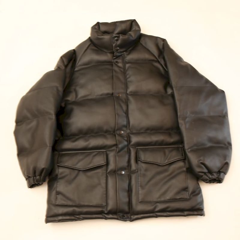 フェイクレザーダウンジャケット Leather Down Jacket # | Blue