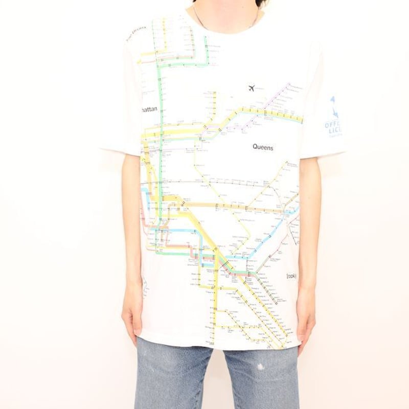 ニューヨーク サブウェイ 総柄 Tシャツ NYC Subway Line Pattern T-