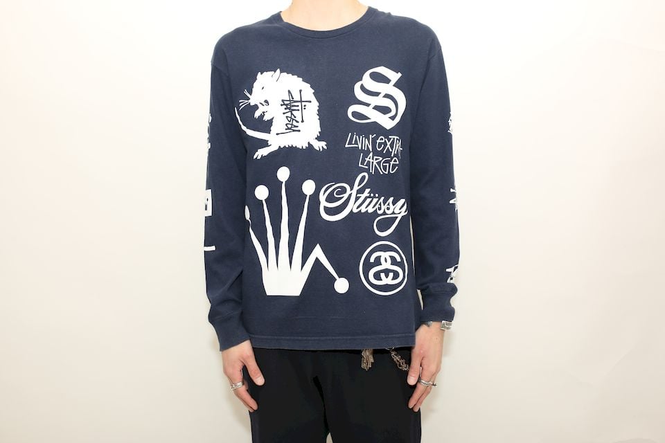 Stussy ロゴプリント 長袖カットソー ロンT Mサイズ 青 Stussy ロゴプリント 長袖カットソー ロンT Mサイズ 青 Stussy