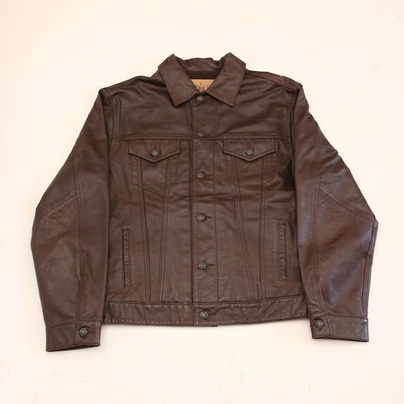 オールドギャップ レザー トラッカージャケット Old Gap Brown Leather ...