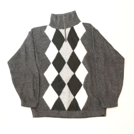 ダイヤ柄 ハーフジップ ニット セーター Half Zip sweater#