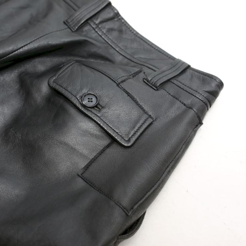 2タック ブラック レザーパンツ 2Pleats Black Leather Pants |