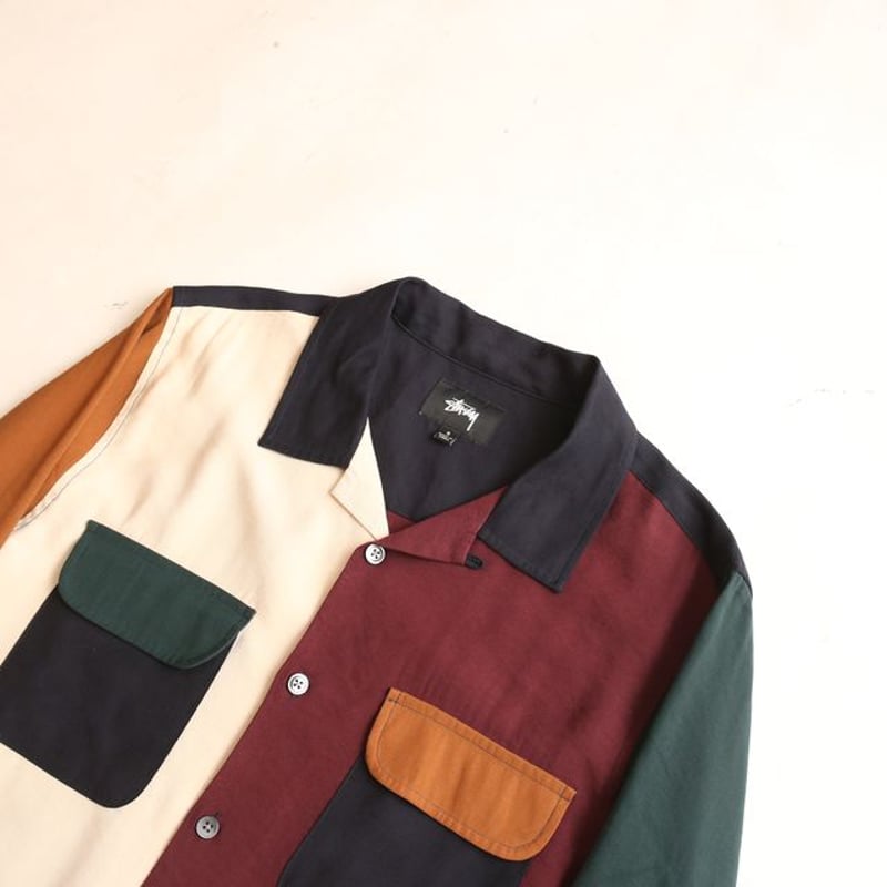 ステューシー マルチカラー 開襟 レーヨンシャツ Stussy