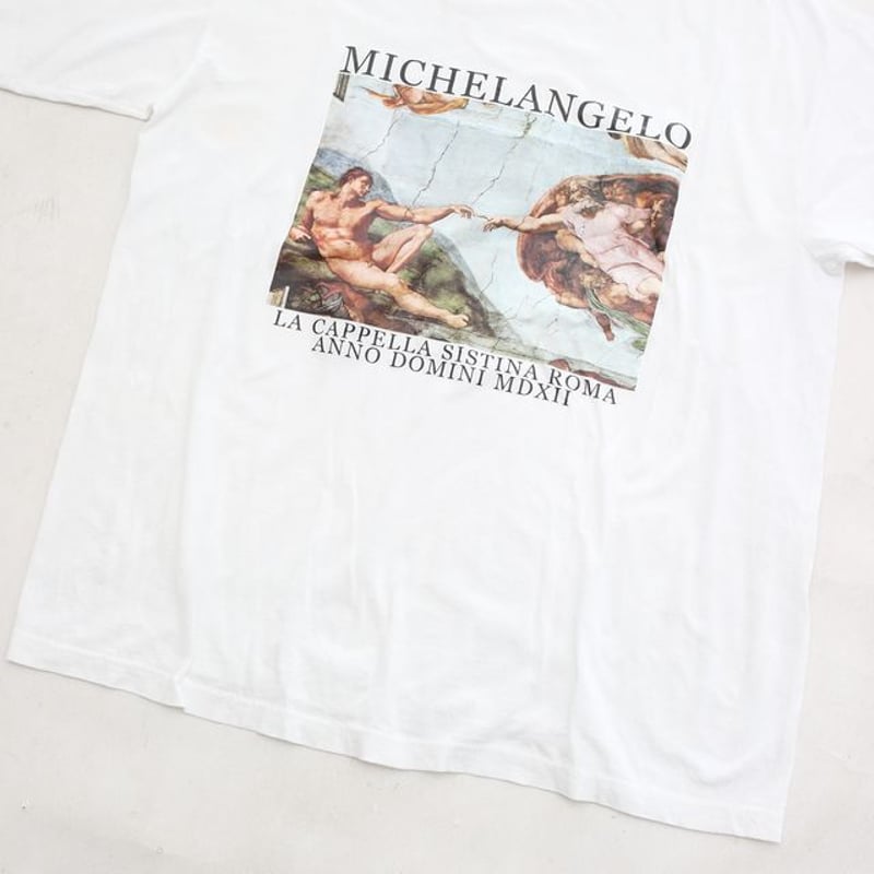 ミケランジェロ アダムの創造 Tシャツ MICHELANGELO T-shirt | Blue ミケランジェロ アダムの創造 Tシャツ MICHELANGELO T-shirt | Blue