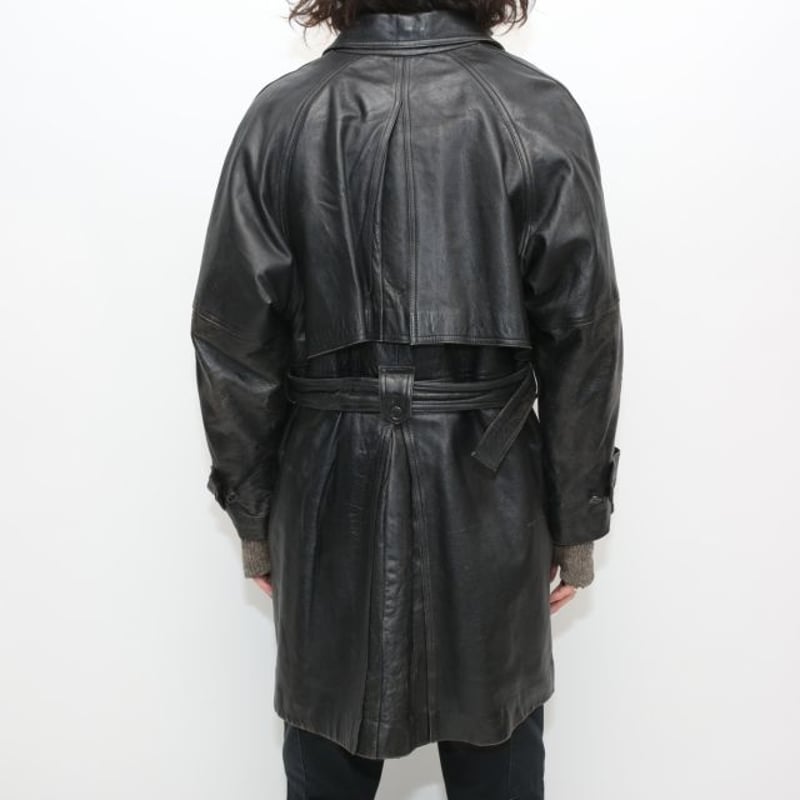 moda Italiana 黒 レザー トレンチコート moda Italiana 黒 レザー トレンチコート イタリアトレンチコート【3色