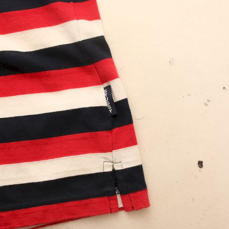 00s　ステューシー　ボーダー　ポロシャツ　カナダ製　S　グレー　大人な一着 stussy ステューシー ポロシャツ shirt ボーダー グレー