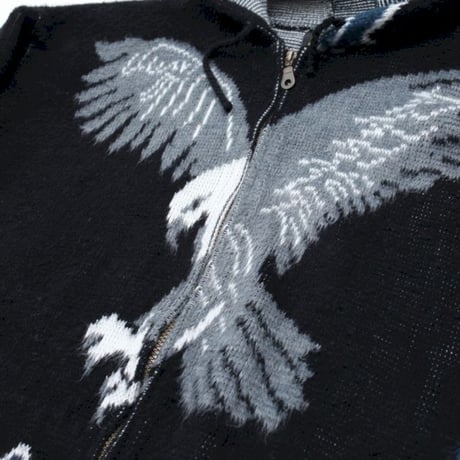 Eagle Pattern Knit Hoodie