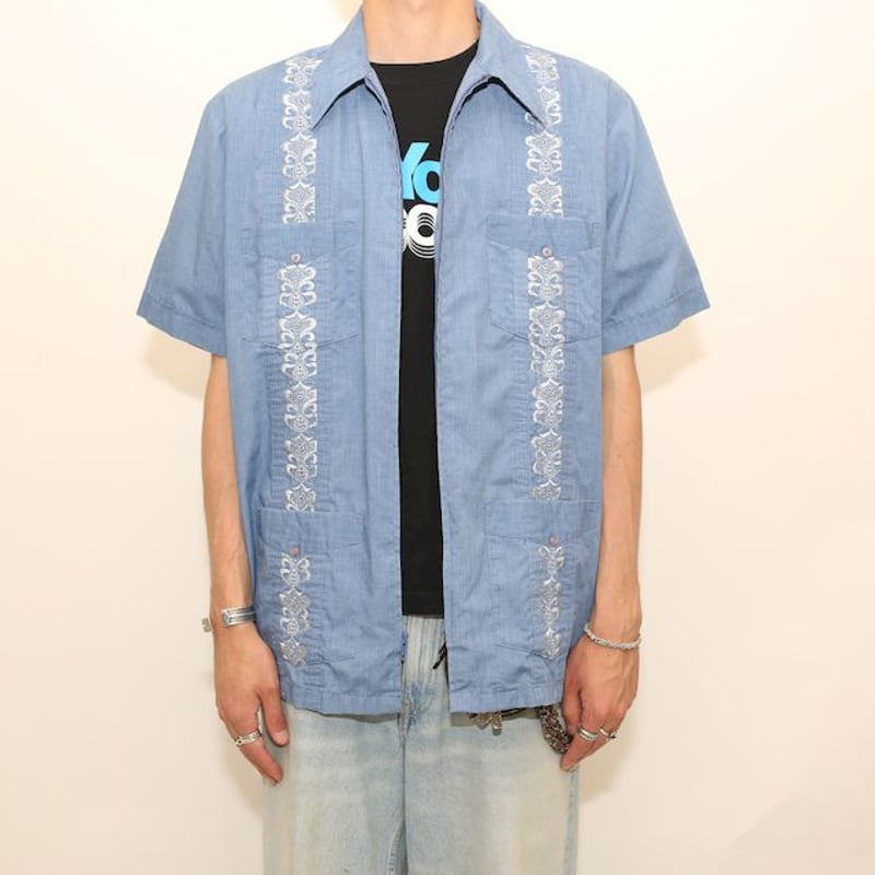 CUBAVERA ジップ キューバシャツ Zip Cuba Shirt | Blue