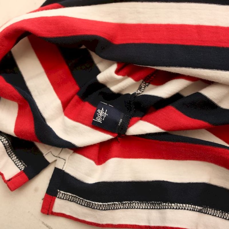 00s　ステューシー　ボーダー　ポロシャツ　カナダ製　S　グレー　大人な一着 stussy ステューシー ポロシャツ shirt ボーダー グレー
