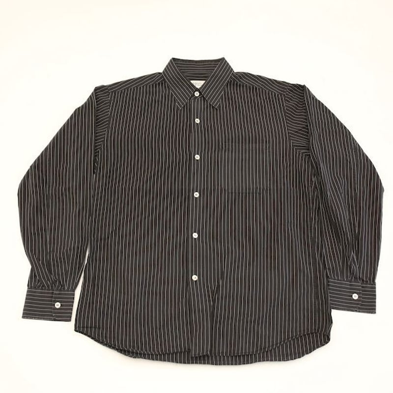 90's agnis b. アニエス・ベー ストライプ 長袖シャツ M 黒 灰色 agnes b homme アニエスベーオム ストライプ 長袖シャツ サイズ