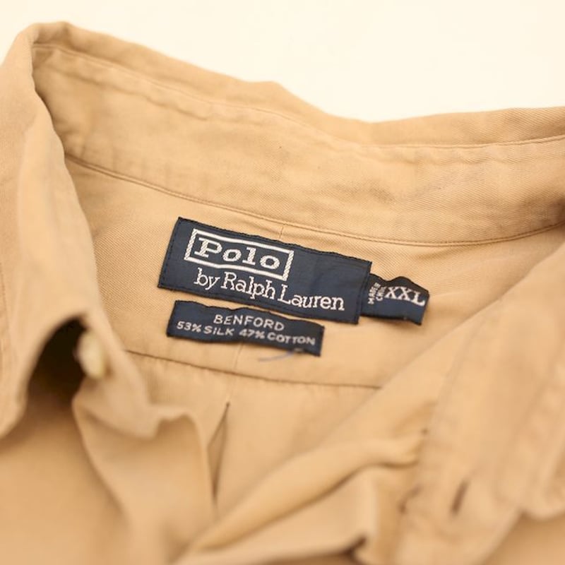 ポロラルフローレン シルク混 長袖シャツ Polo Ralph Lauren Silk×Cot