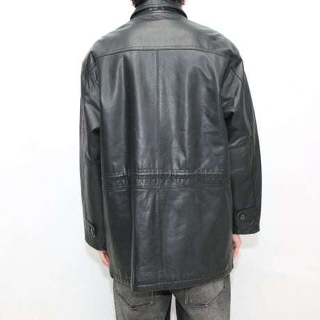 レザーハーフコート Black Leather Coat