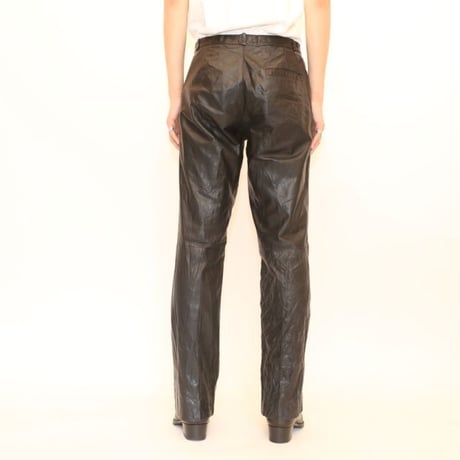 レザー ストレート パンツ Black Leather Straight  Pants