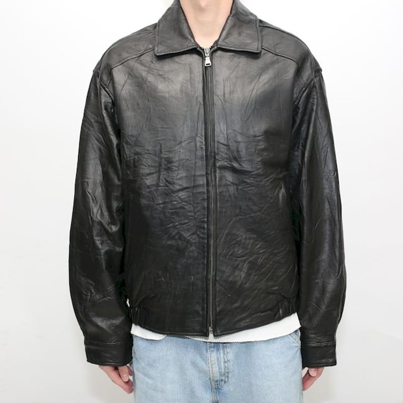 ブラック レザージャケット ルーズシルエット Jim & Marylou Black Leat