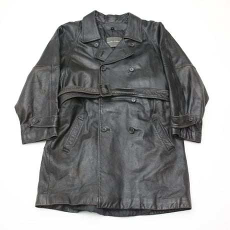 レザー トレンチ コート Black Leather Trench Coat