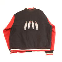 90s バーシティジャケット スタジャン Feather Design Wool Varsity Jacket