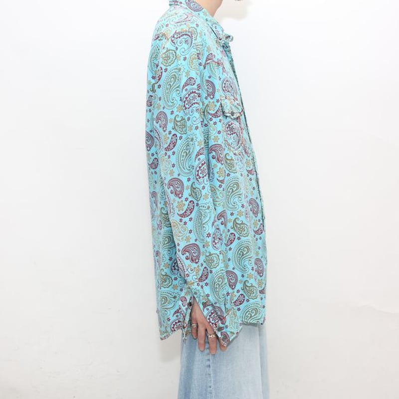 ペイズリー柄 シルク コットン ウエスタンシャツ Paisley Patterned 