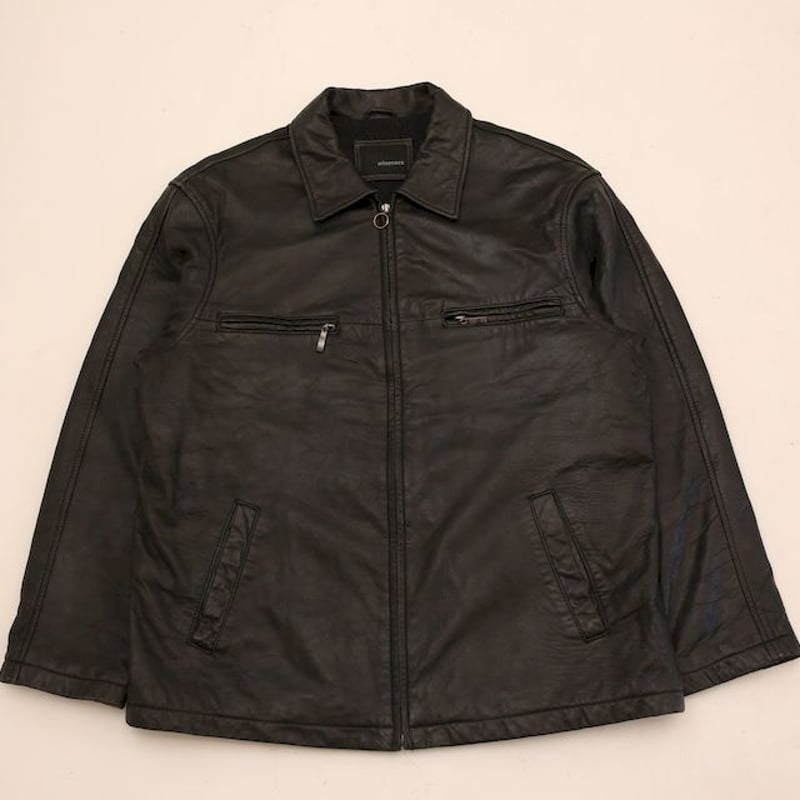 ブラック ラムレザージャケット Lamb Leather Jacket# | Blue