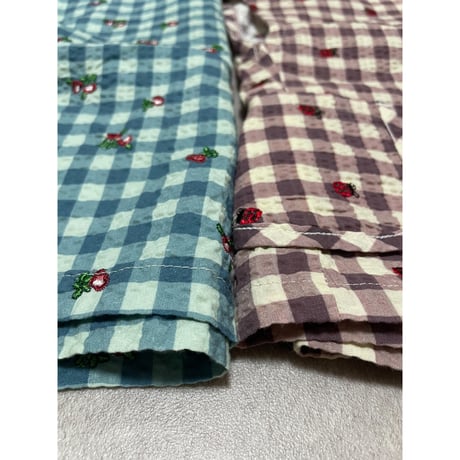 チェック＆刺繍ブラウス[pal0415] ミント/ &pal(アンドパル)