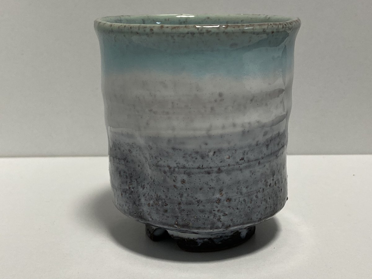 萩焼 建水 松綠