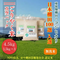 販売開始【2025年（令和7年）新米】真空パック　無洗米　ごりやく米「東後畑棚田こしひかり」 無洗米4.5㎏ (無洗米真空パック1.5㎏×3個)