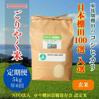 販売開始【2025年（令和7年）新米】　ごりやく米（東後畑棚田こしひかり）玄米　5Kg（年6回　毎月コース）定期便