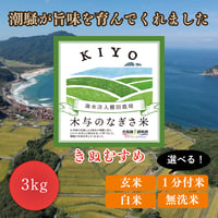 販売開始【2024年（令和６年）産】　木与のなぎさ米　きぬむすめ　３Kg 　ご注文後に精米し、鮮度の高いお米を配送 します。