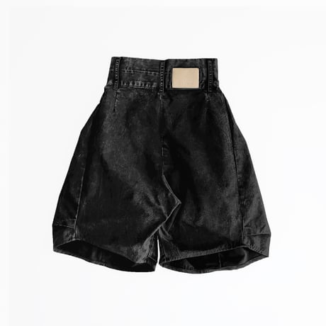 Washed-DEFORMED HALF PANTS - ブラック