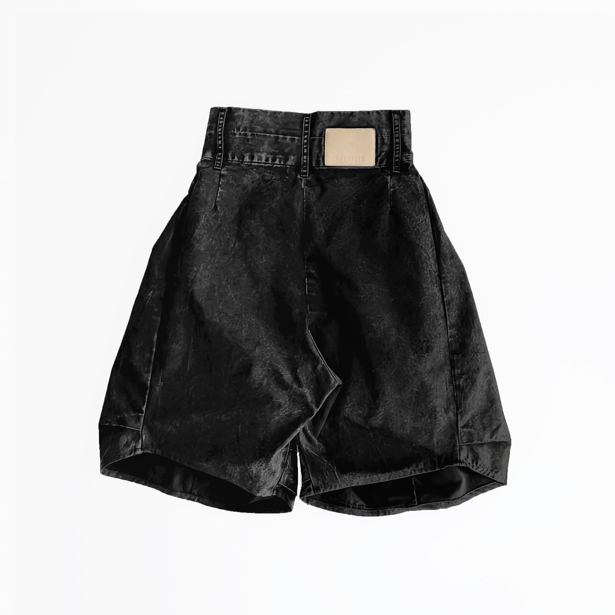 Washed-DEFORMED HALF PANTS - ブラック | harapeco Store