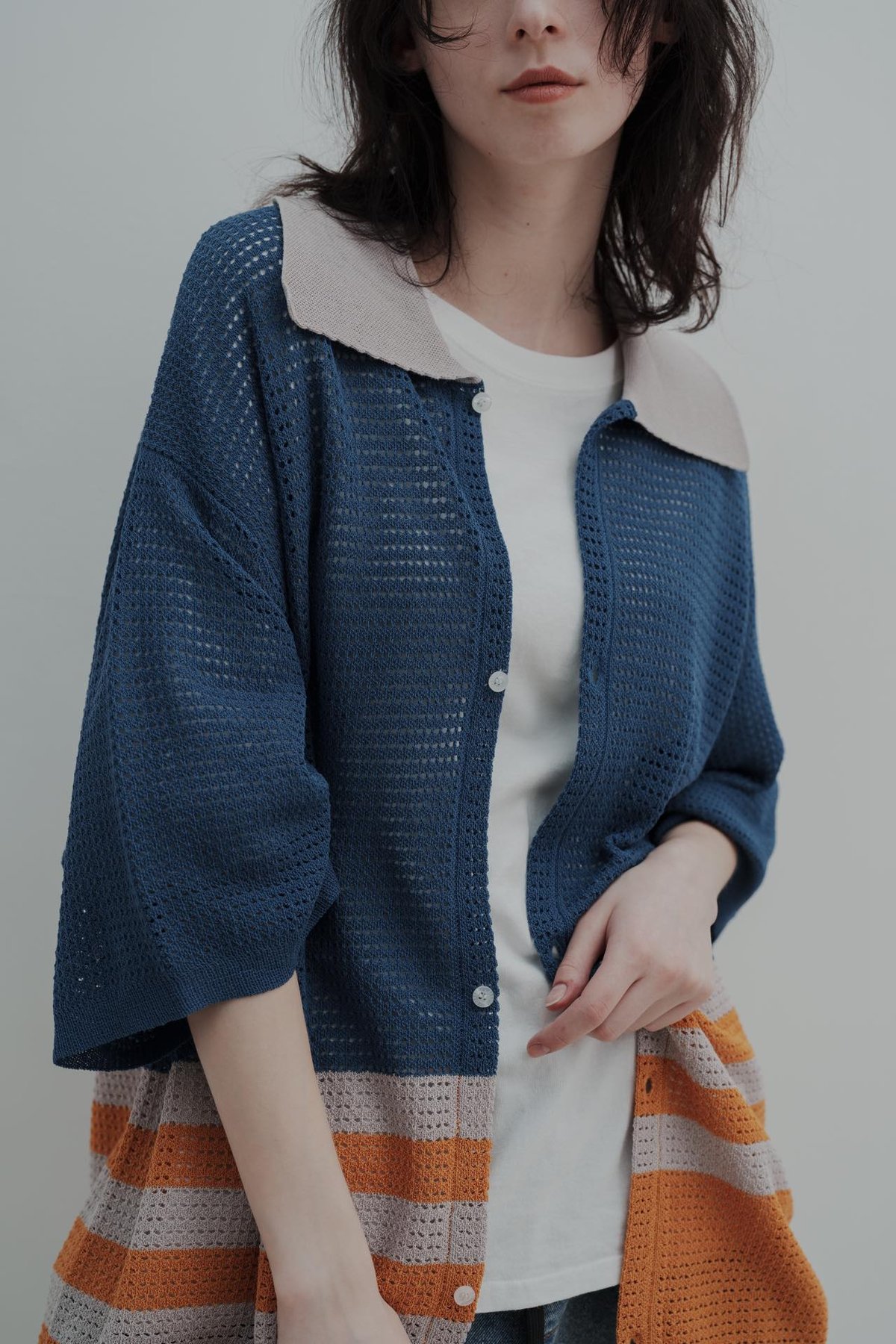 KNIT POLO - ブルー | harapeco Store