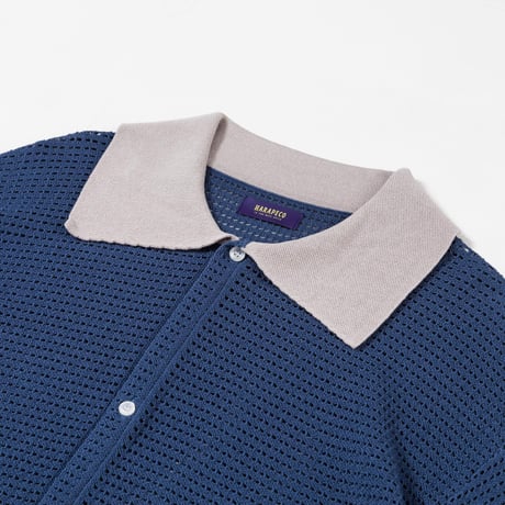 KNIT POLO - ブルー