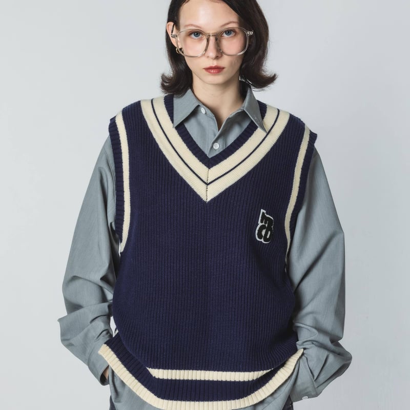 Knit Vest - ネイビー | harapeco Store