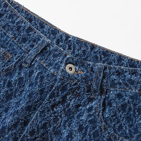 Jacquard Barrel Denim Pants - ブルー