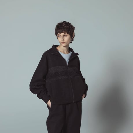 [e]Zip Line Jacquard Jacket-ブラック×オレンジ