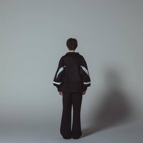 [e]Zip Line Jacquard Jacket-ブラック×オレンジ
