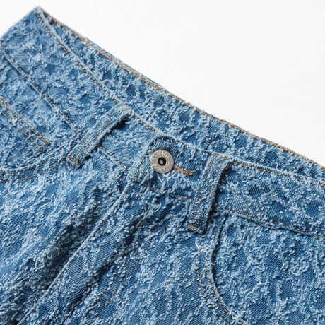 Jacquard Barrel Denim Pants - スカイブルー