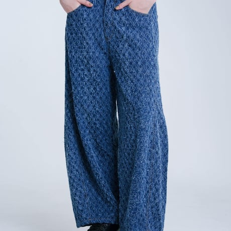 Jacquard Barrel Denim Pants - ブルー