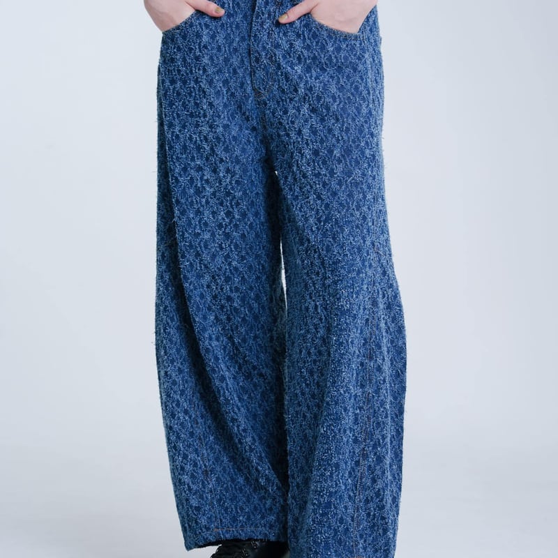 Jacquard Barrel Denim Pants - ブルー | harapeco Store