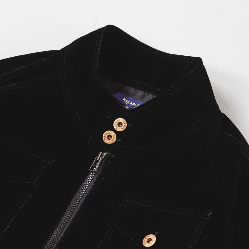 Button Design Velour DenimJacket - ブラック | harap