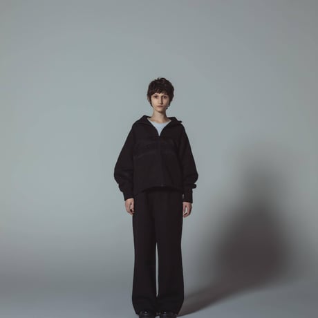 [e]Zip Line Jacquard Jacket-ブラック×オレンジ