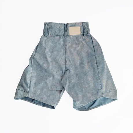 Washed-DEFORMED HALF PANTS - ブルー