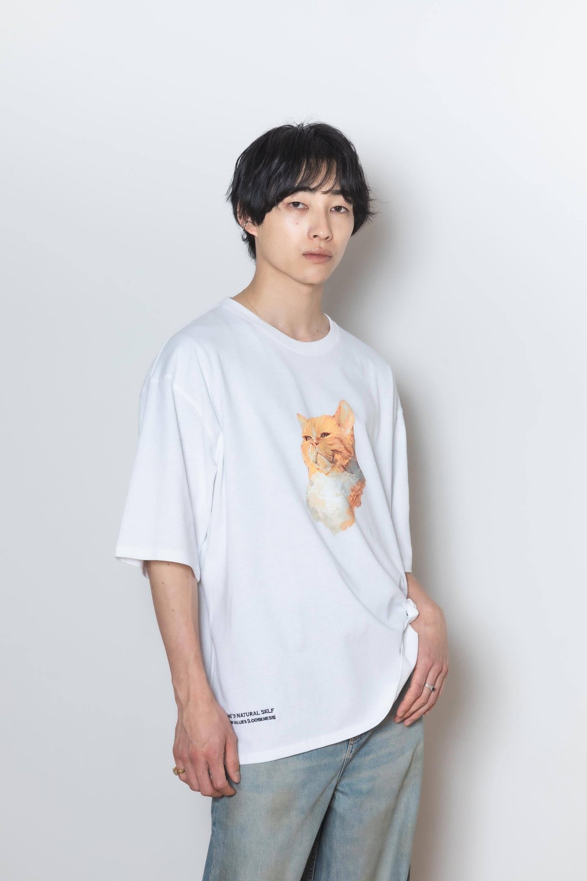 harapeco　Neko Tee （Akubi）-ホワイト　サイズM Neko Tee （Akubi）-ホワイト | harapeco Store